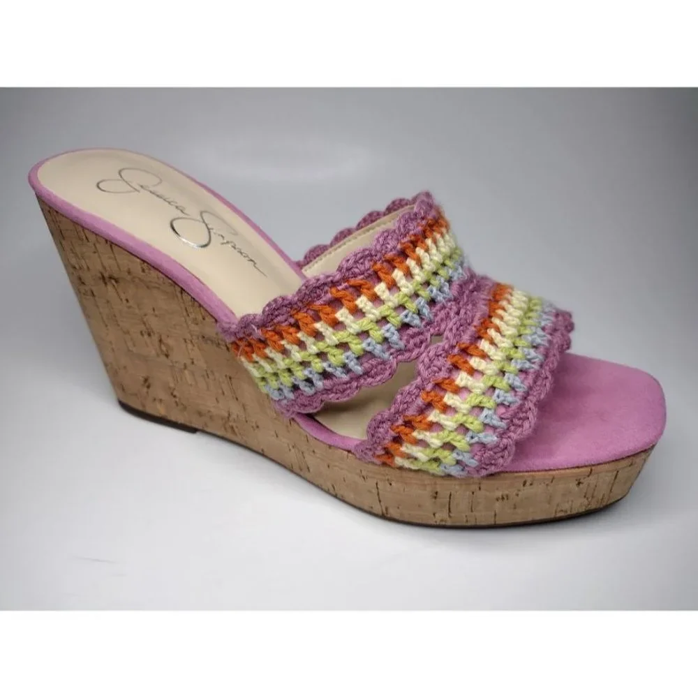 New Jessica Simpson Multi Colorful Knit Detail Sandals - Picture 1 of 7